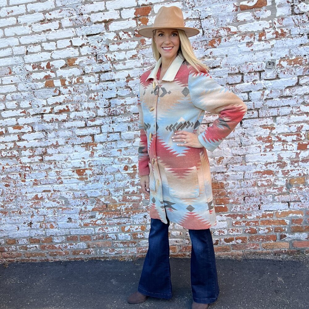 New - Vintage Cotton Beacon Coat - With Leather Trimmed Purse - Sky Blue